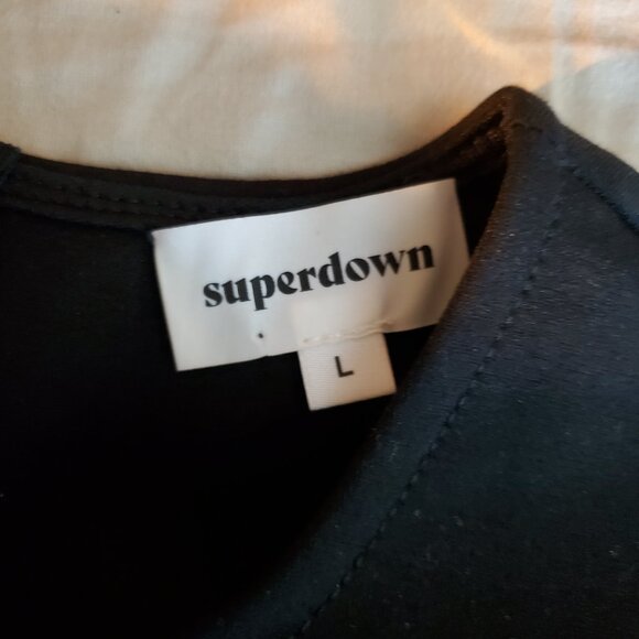 SUPERDOWN | Bodycon Nia Side Slit Mesh Long Sleeves Black Mini Dress (Size L) - Picture 9 of 11